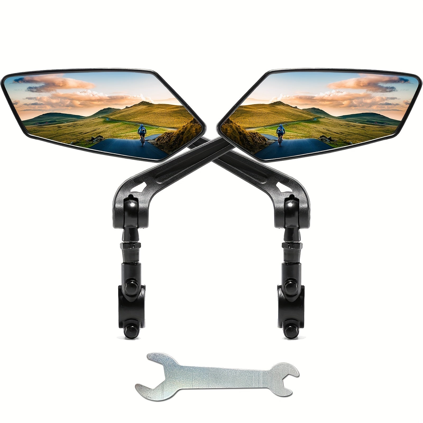 2pcs Bike Handlebar Mirrors - Adjuatable Wide Angle Rear View & 360° Rotatable Safety Galss Design - Perfect for Bicycles, E-bikes, Scooters & Snowbikes!